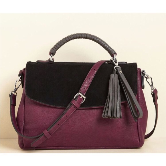 Modcloth Handbags - Modcloth Burgundy/Black Crossbody Bag w/ Tassel